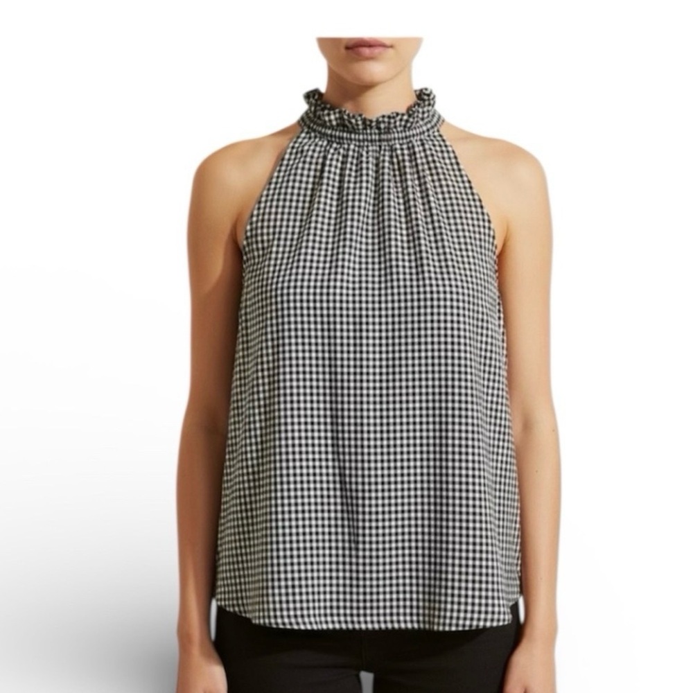 Adrianna Papell Black and White Gingham Blouse Women’s Medium